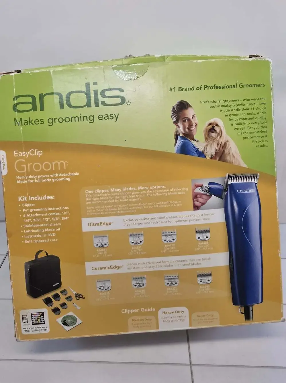 Andis EasyClip Groom Detachable Blade Clipper Kit MBG-2 Heavy Duty